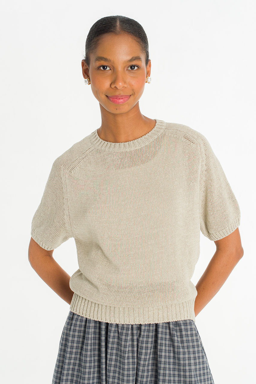 Raglan Cotton Blend Jumper, Grey