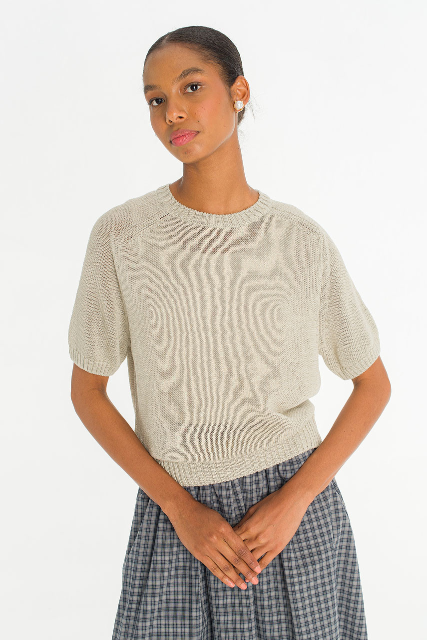 Raglan Cotton Blend Jumper, Grey