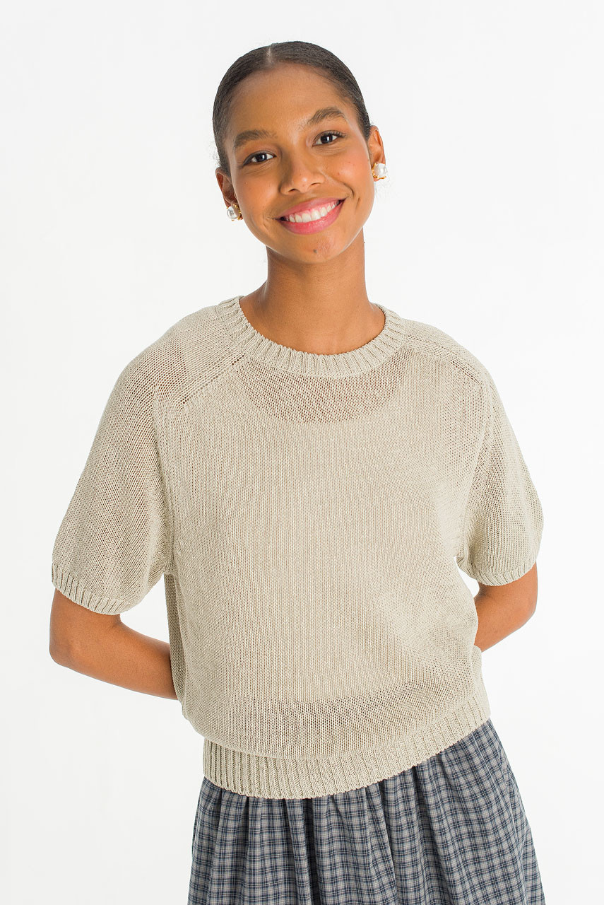 Raglan Cotton Blend Jumper, Grey