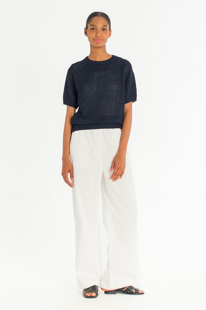 Raglan Cotton Blend Jumper, Navy