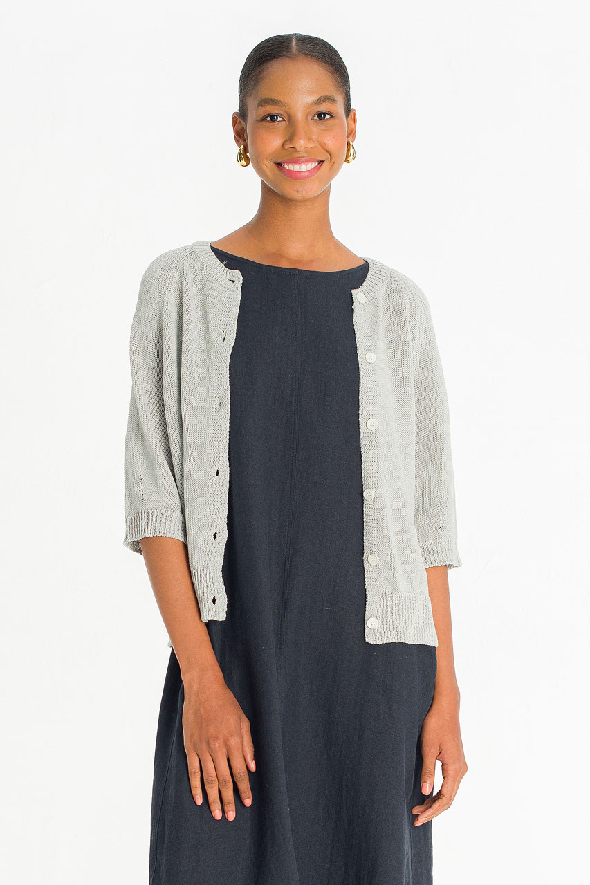 Raglan Cotton Blend Cardigan, Blue