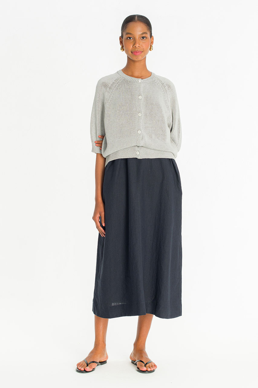 Raglan Cotton Blend Cardigan, Blue