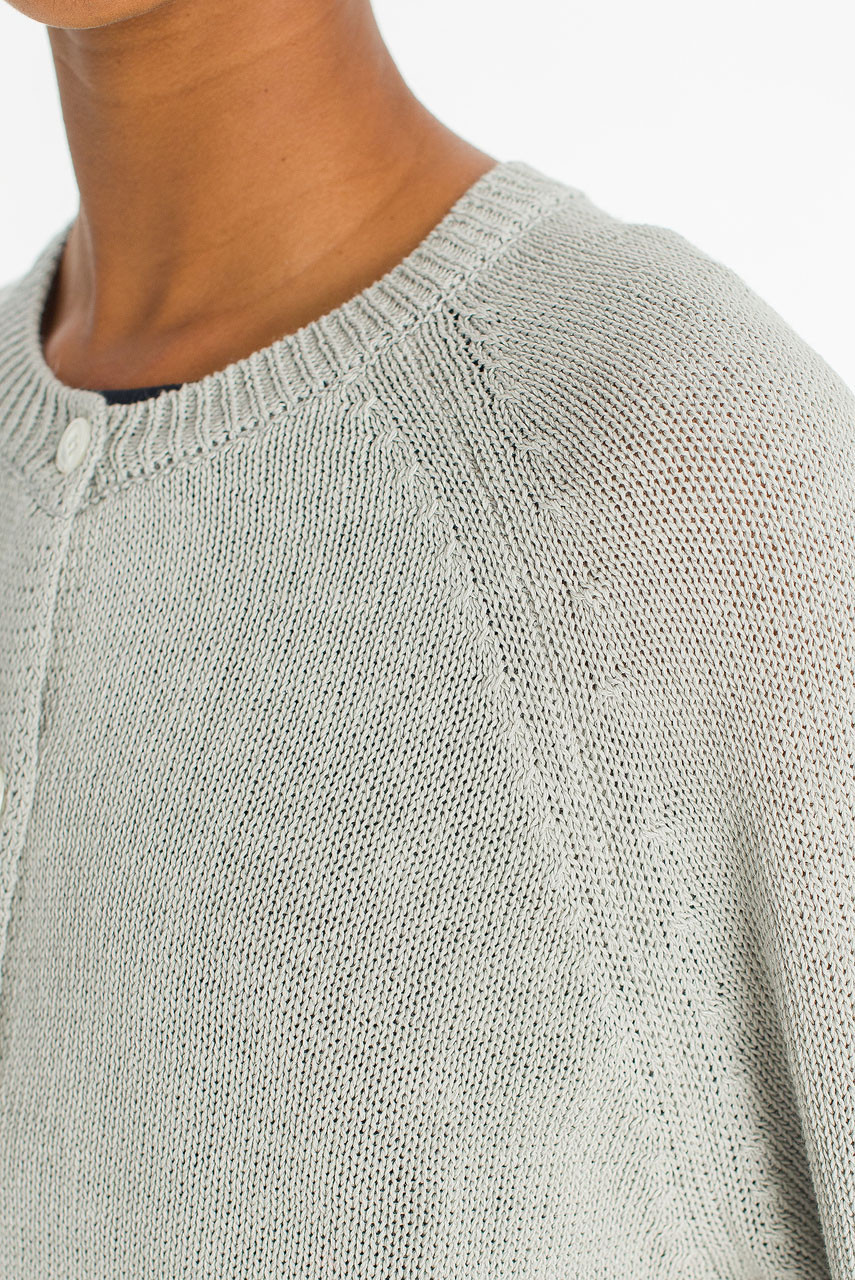 Raglan Cotton Blend Cardigan, Blue