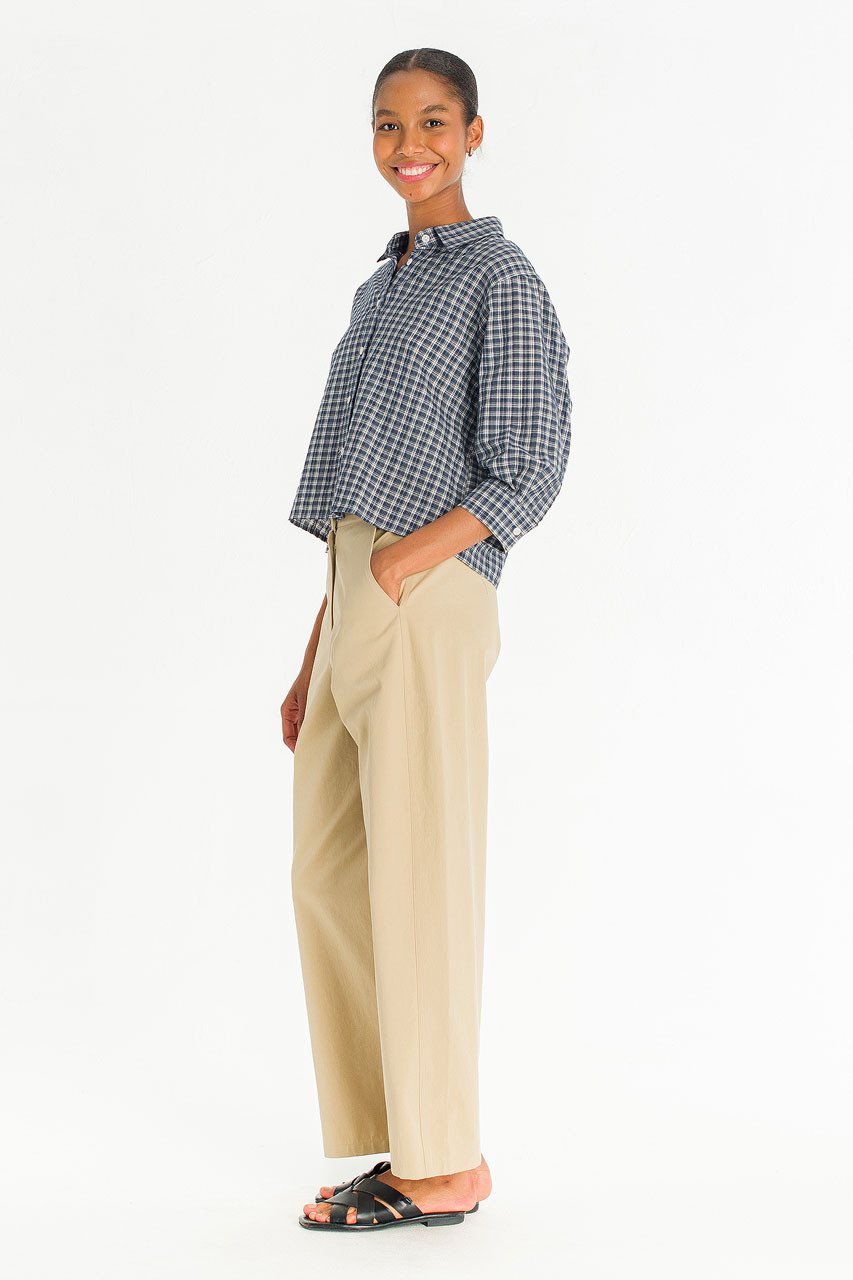Ellen Check Crop Shirt, Navy