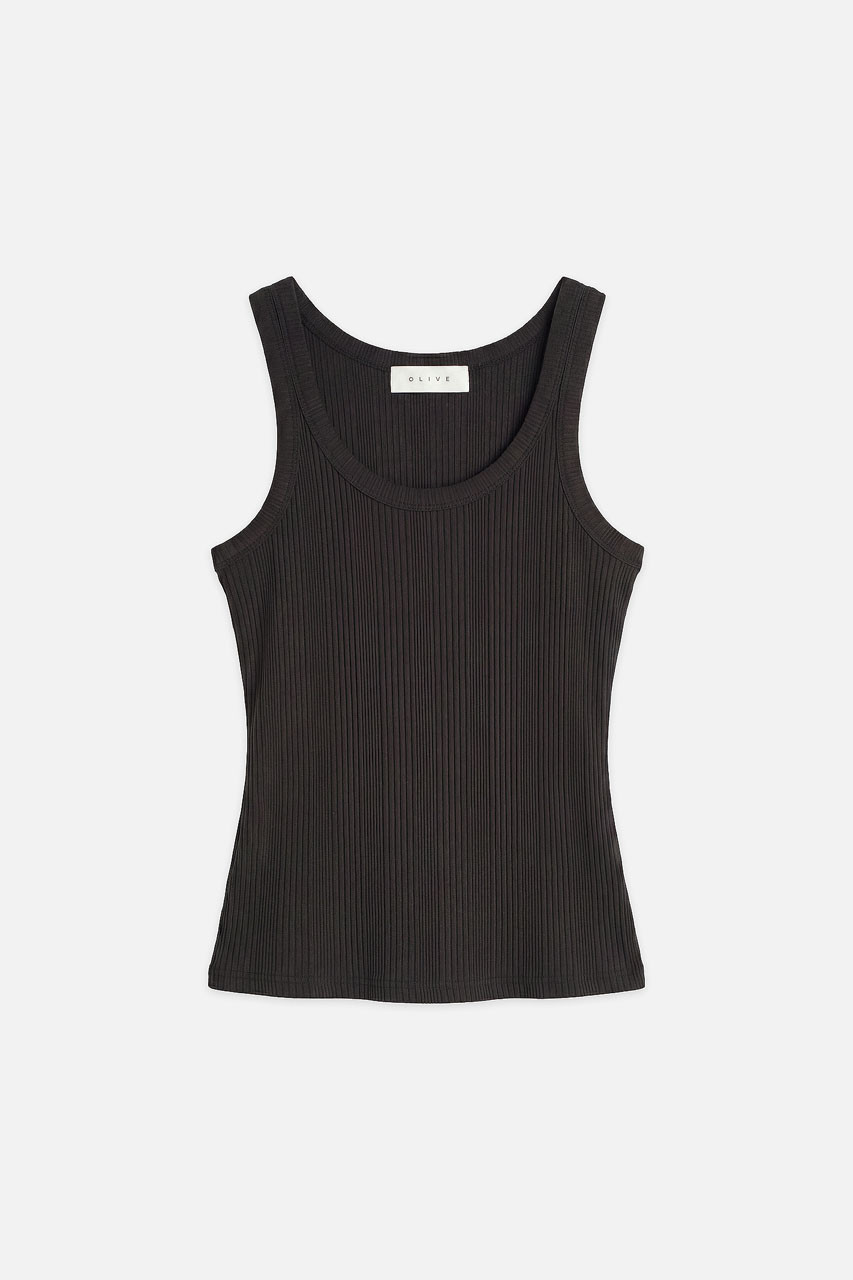 Ribbed Light Weight Tank, Black