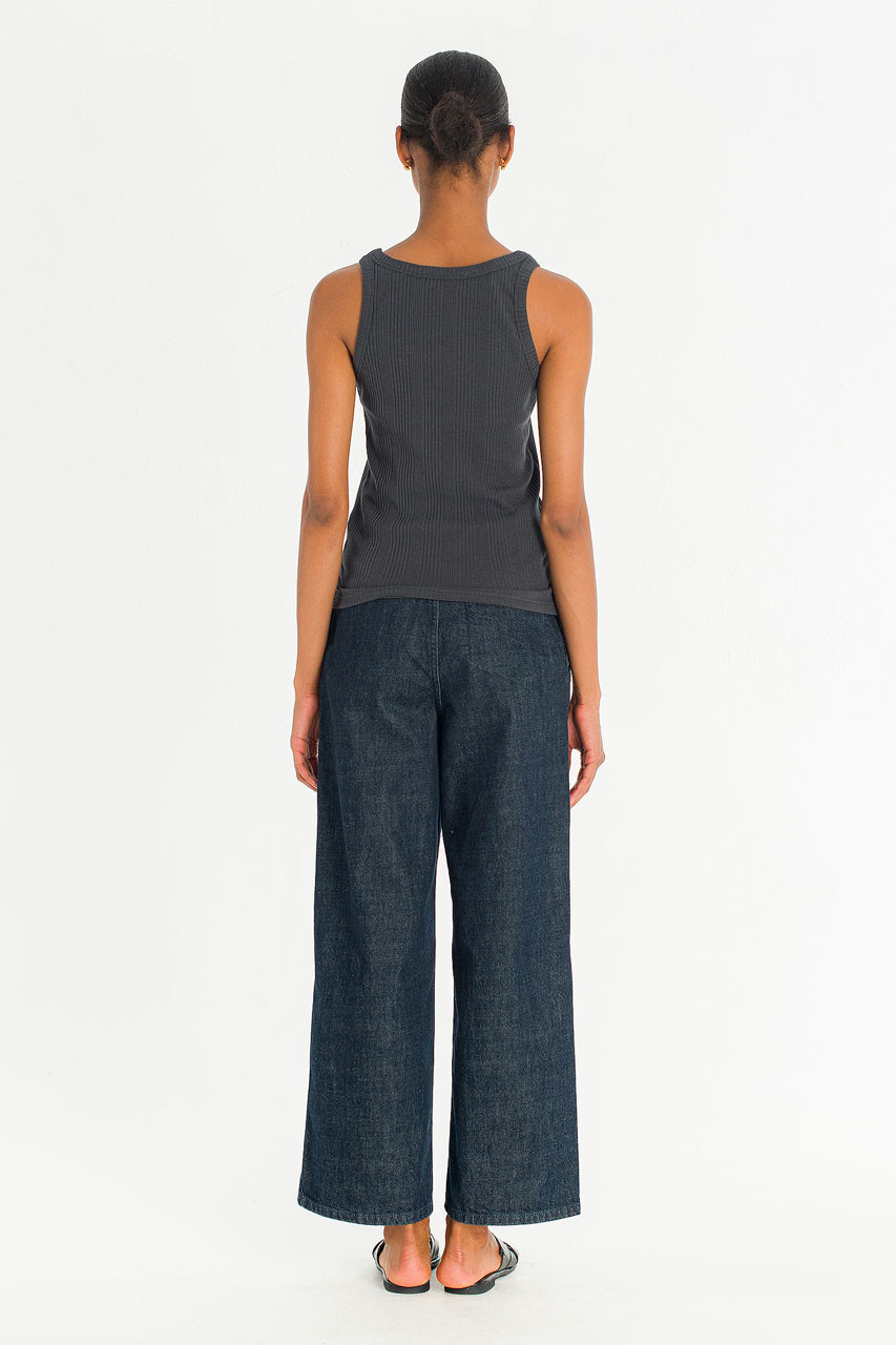 Ribbed Light Weight Tank, Charcoal