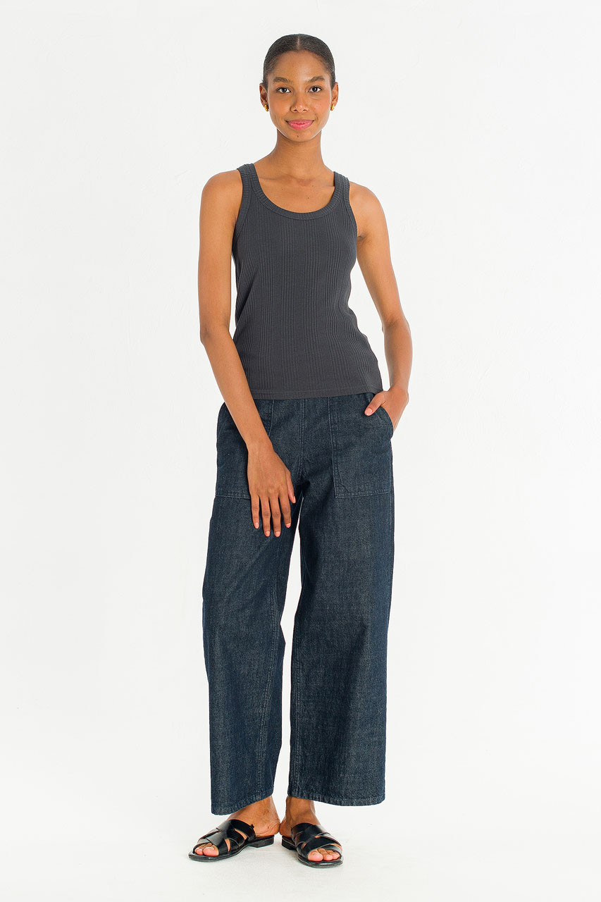 Ribbed Light Weight Tank, Charcoal