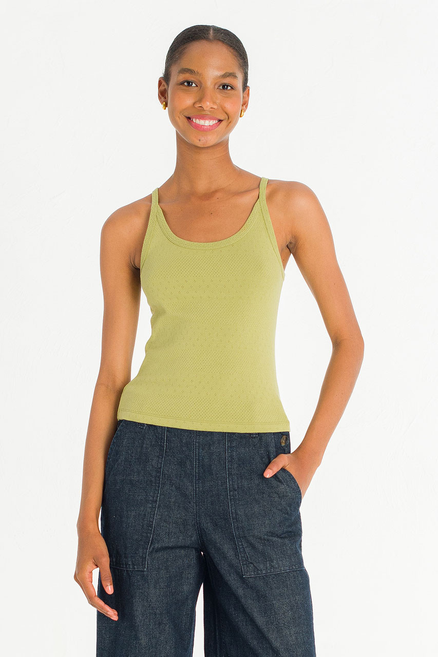 Eyelet Sleeveless Tee, Lime