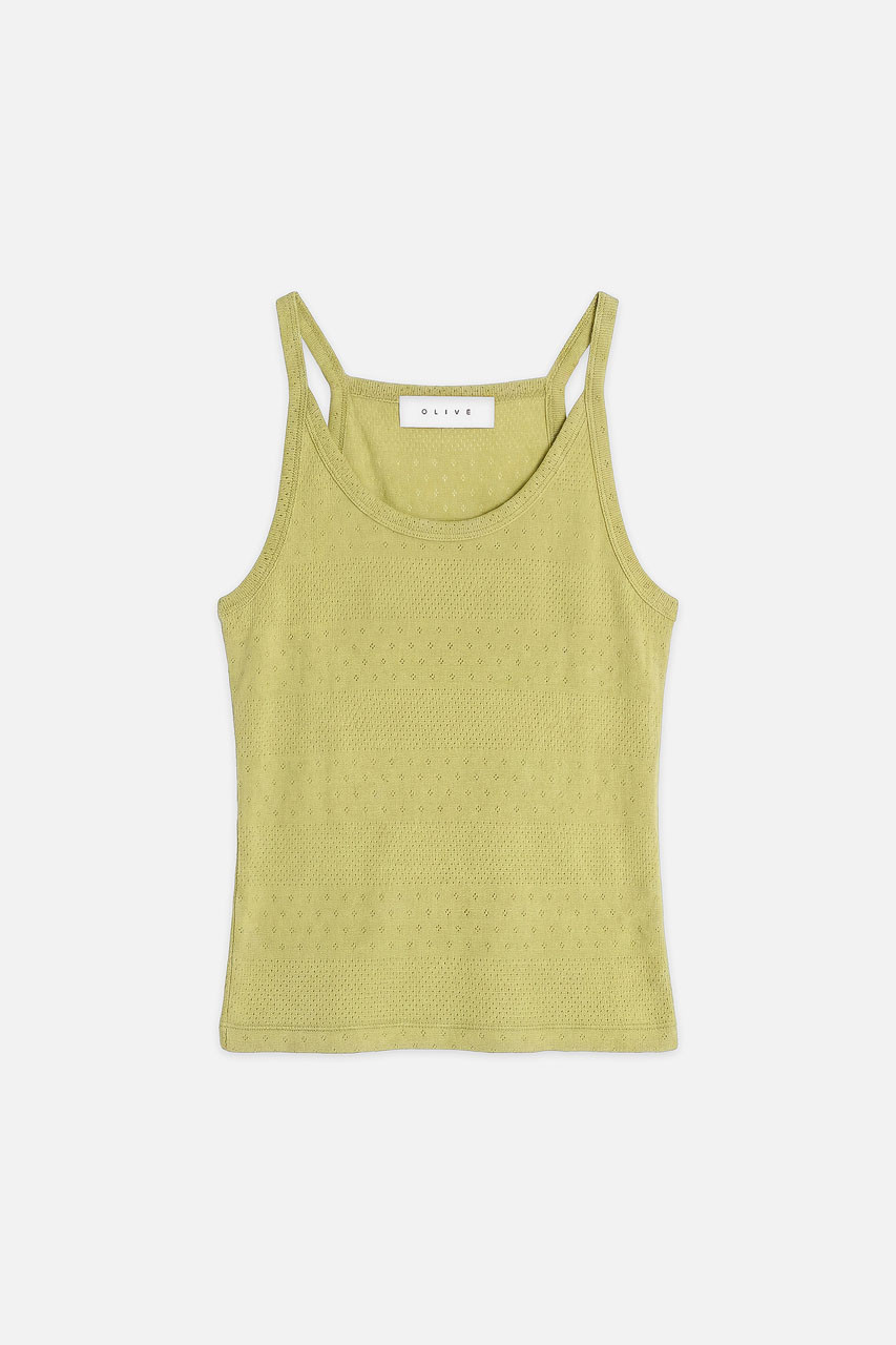 Eyelet Sleeveless Tee, Lime
