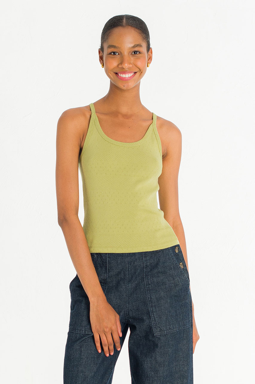 Eyelet Sleeveless Tee, Lime