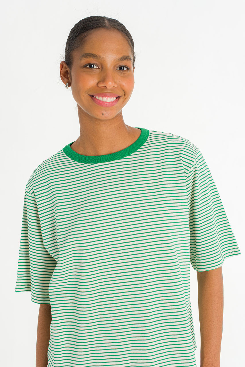 Block Stripe Loose Tee, Green