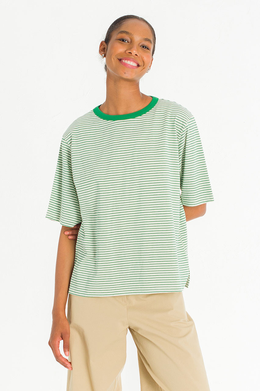 Block Stripe Loose Tee, Green