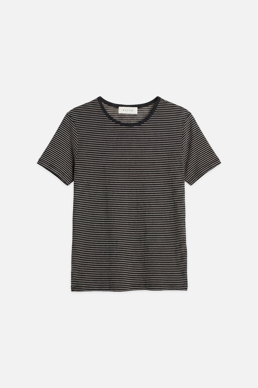 Mian Stripe Tee, Black/Ivory
