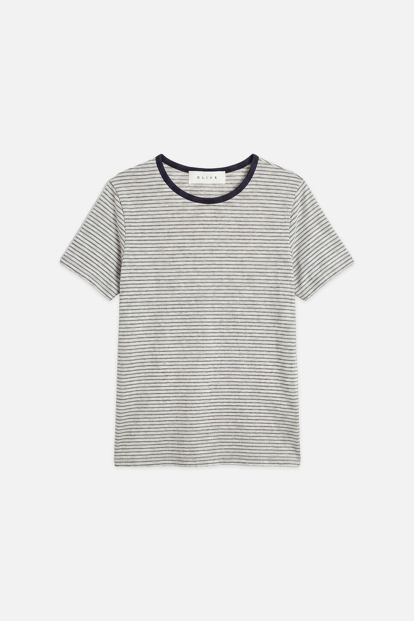 Mian Stripe Tee, Grey/Navy