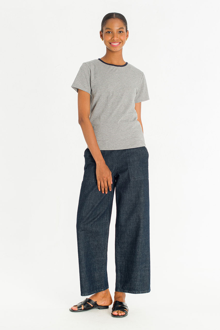 Mian Stripe Tee, Grey/Navy