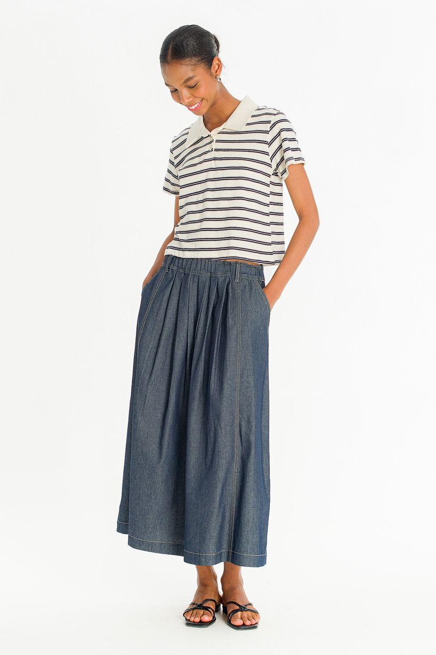 Mini Stripe Polo Tee, Ivory