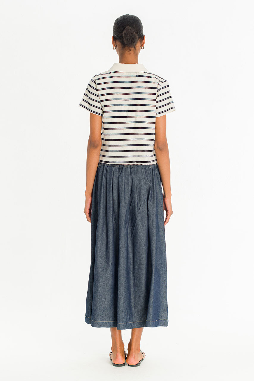 Mini Stripe Polo Tee, Ivory
