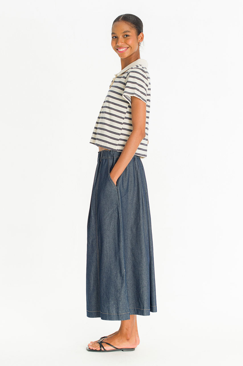Mini Stripe Polo Tee, Ivory