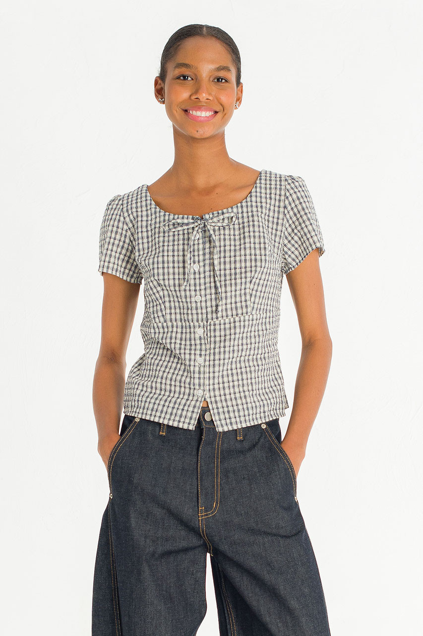 Capri Check Blouse, Ivory