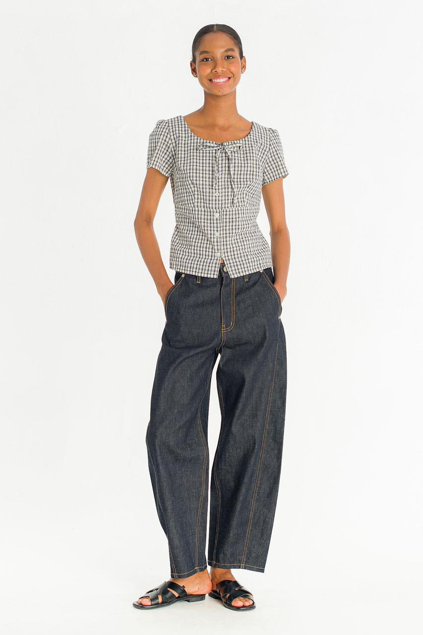 Capri Check Blouse, Ivory