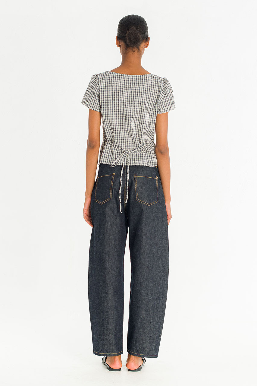 Capri Check Blouse, Ivory