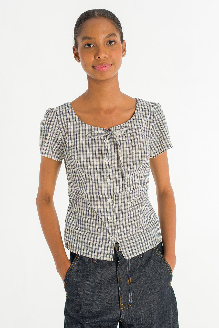 Capri Check Blouse, Ivory