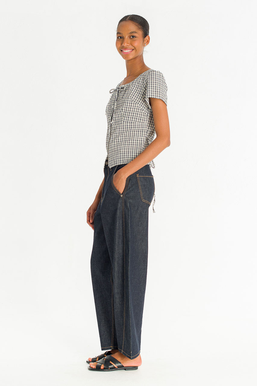 Capri Check Blouse, Ivory