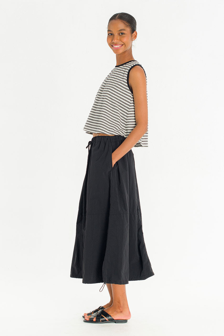 Contrast Colour Stripe Tee, Black