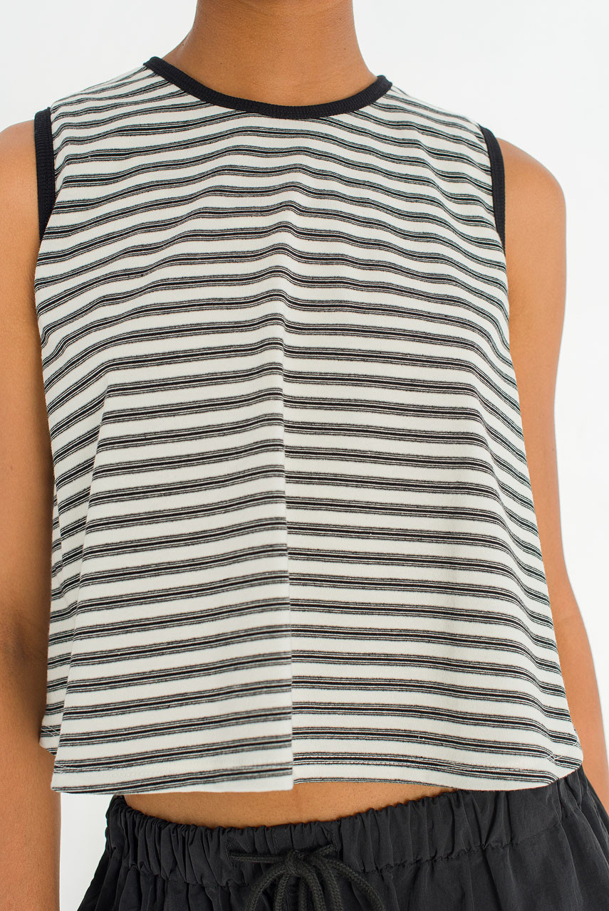 Contrast Colour Stripe Tee, Black