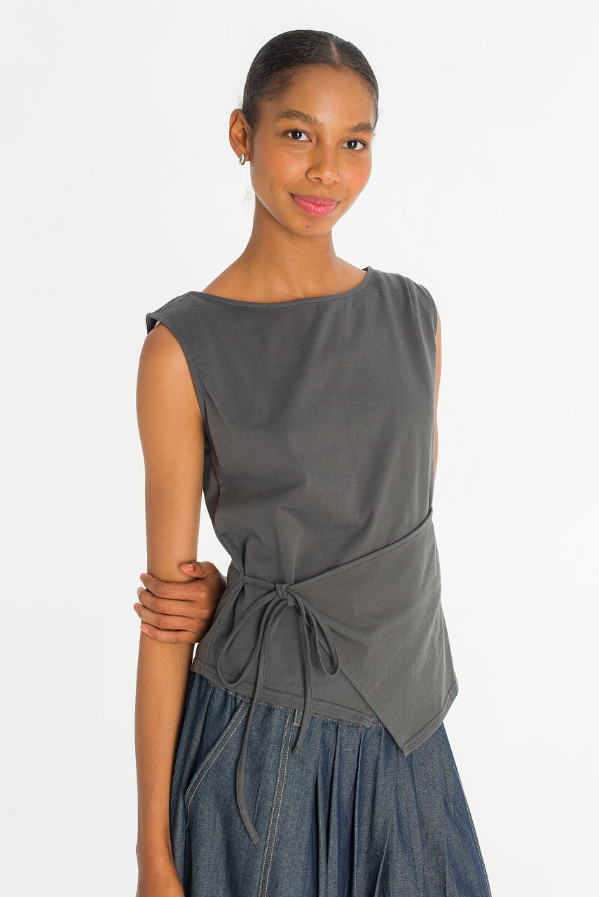 Wrap Style Tee, Charcoal