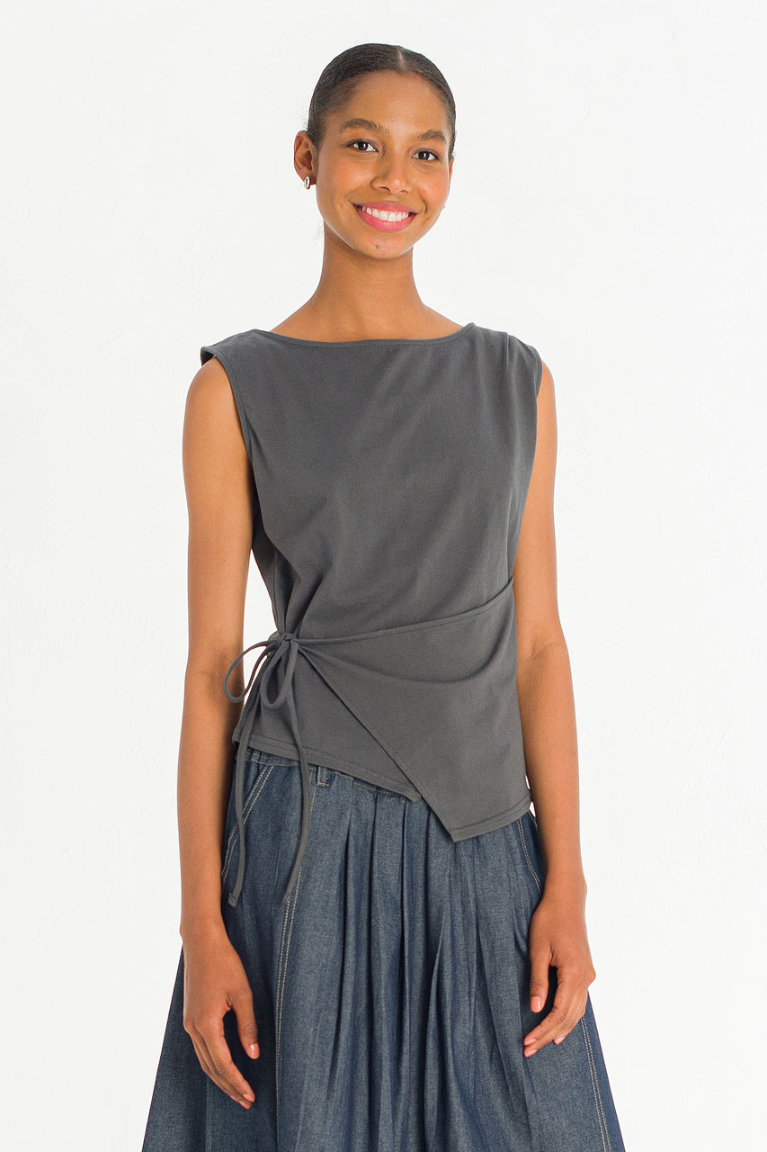 Wrap Style Tee, Charcoal