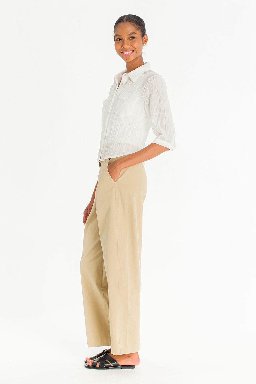 Sleek Crop Shirt, Ivory