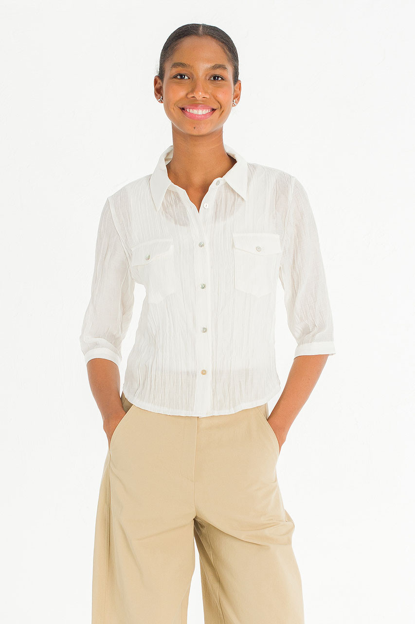 Sleek Crop Shirt, Ivory