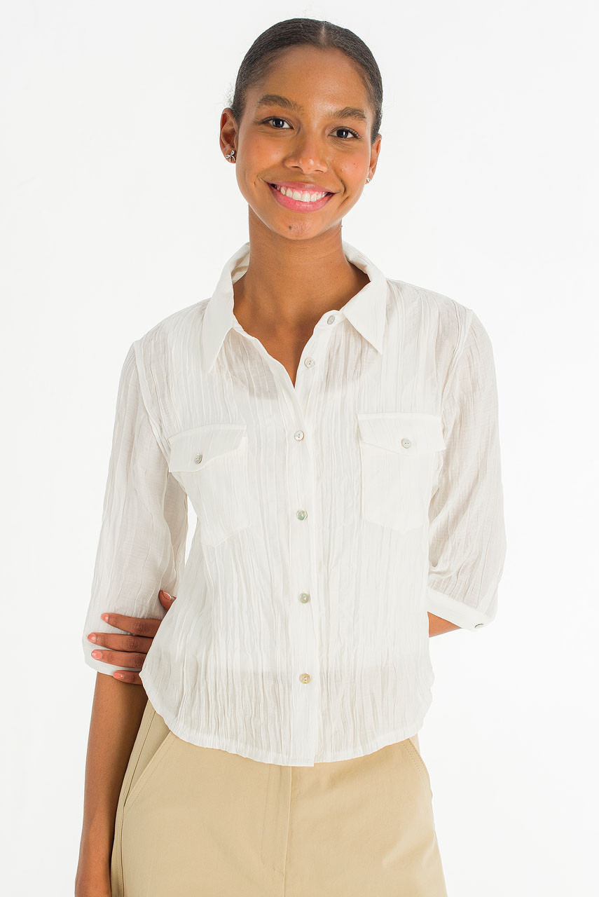 Sleek Crop Shirt, Ivory