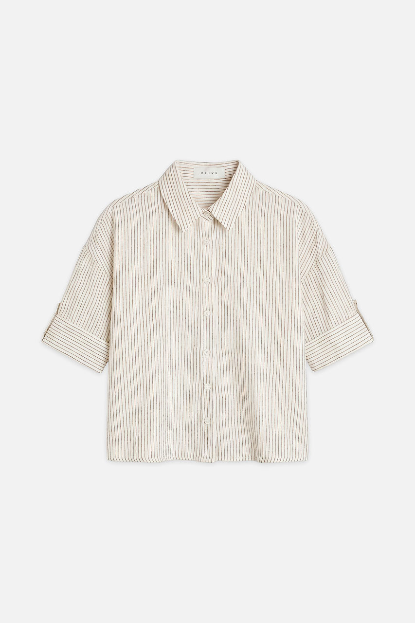 Hei Stripe Crop Shirt, Ivory