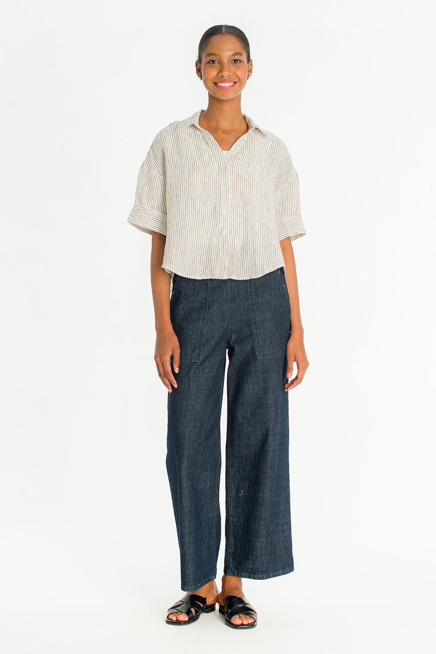 Hei Stripe Crop Shirt, Ivory