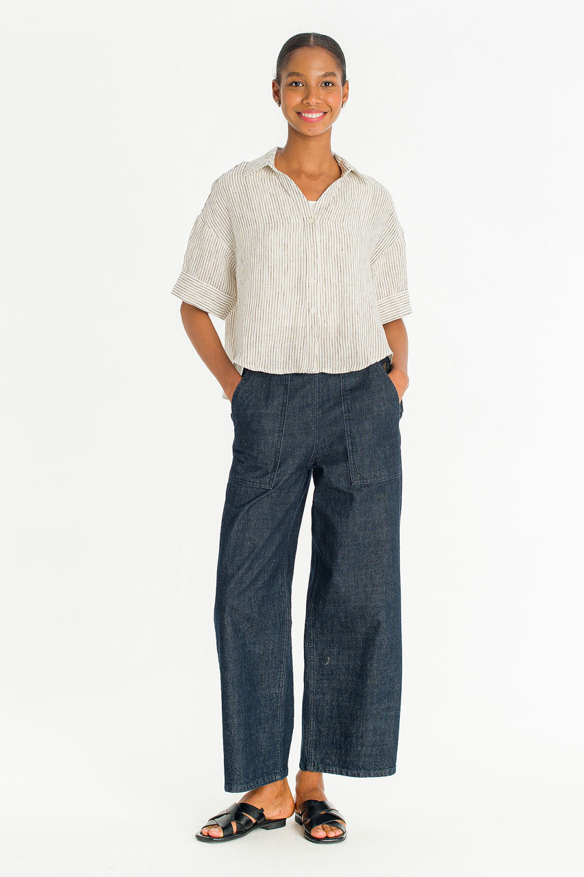 Hei Stripe Crop Shirt, Ivory