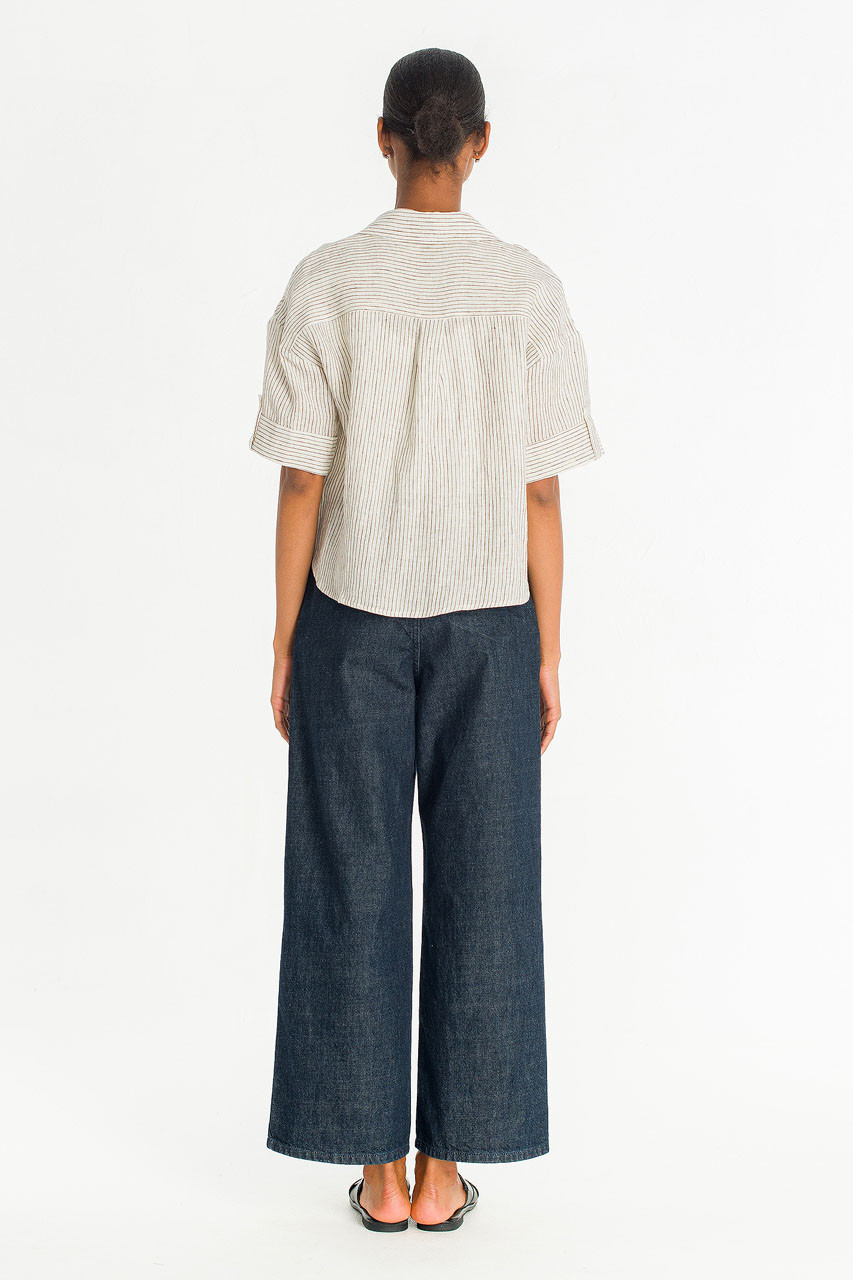 Hei Stripe Crop Shirt, Ivory