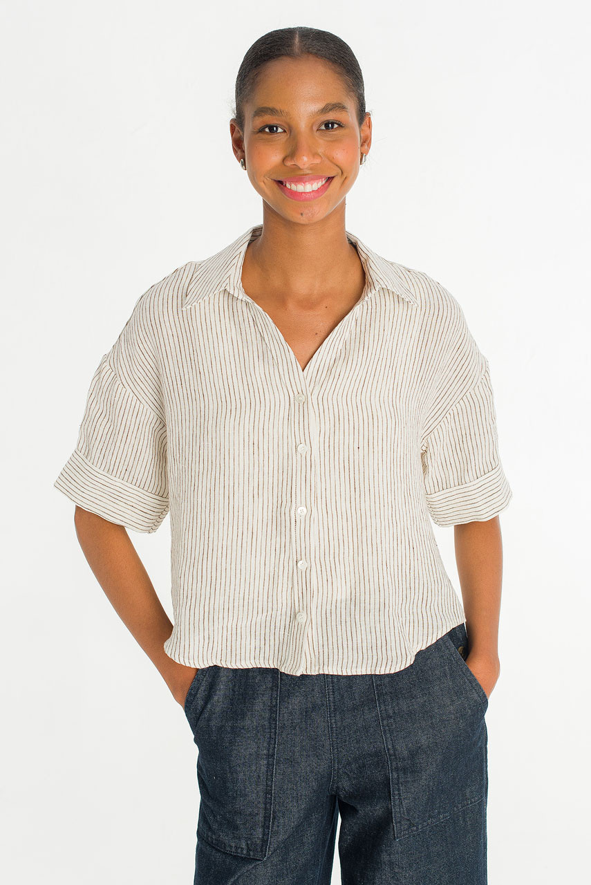 Hei Stripe Crop Shirt, Ivory