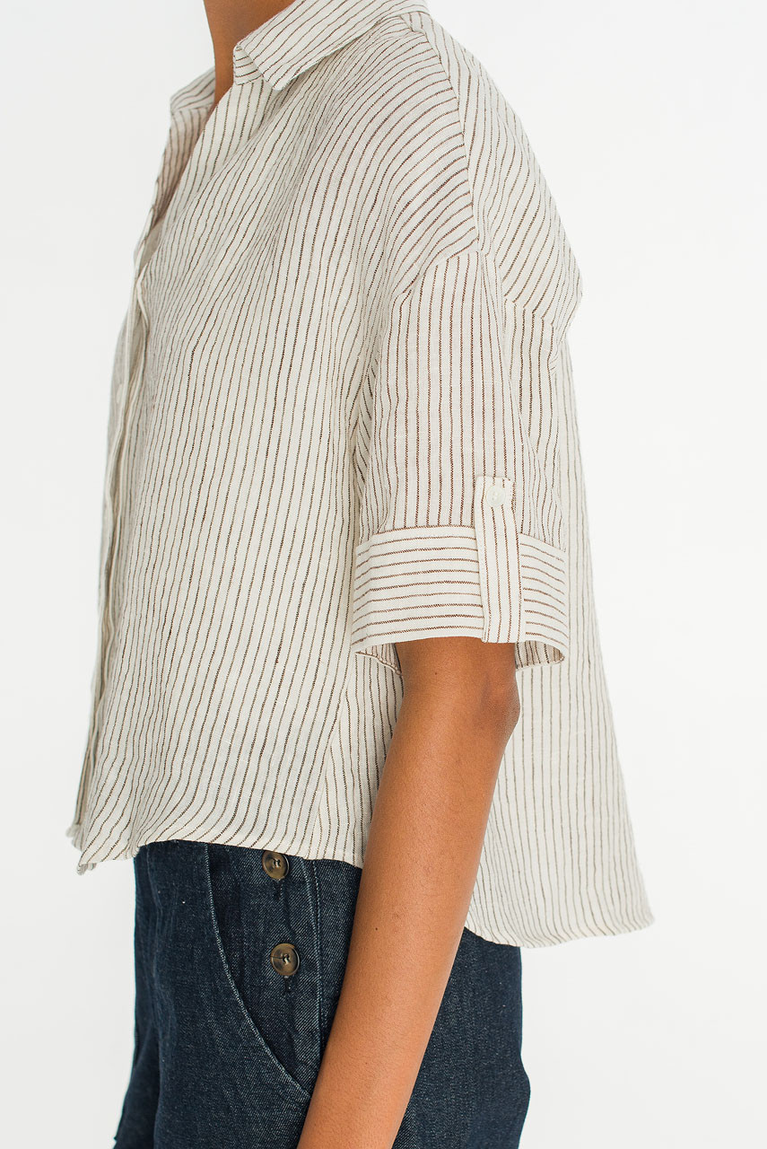 Hei Stripe Crop Shirt, Ivory