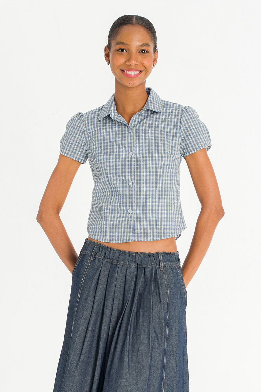 Soda Crop Blouse, Blue