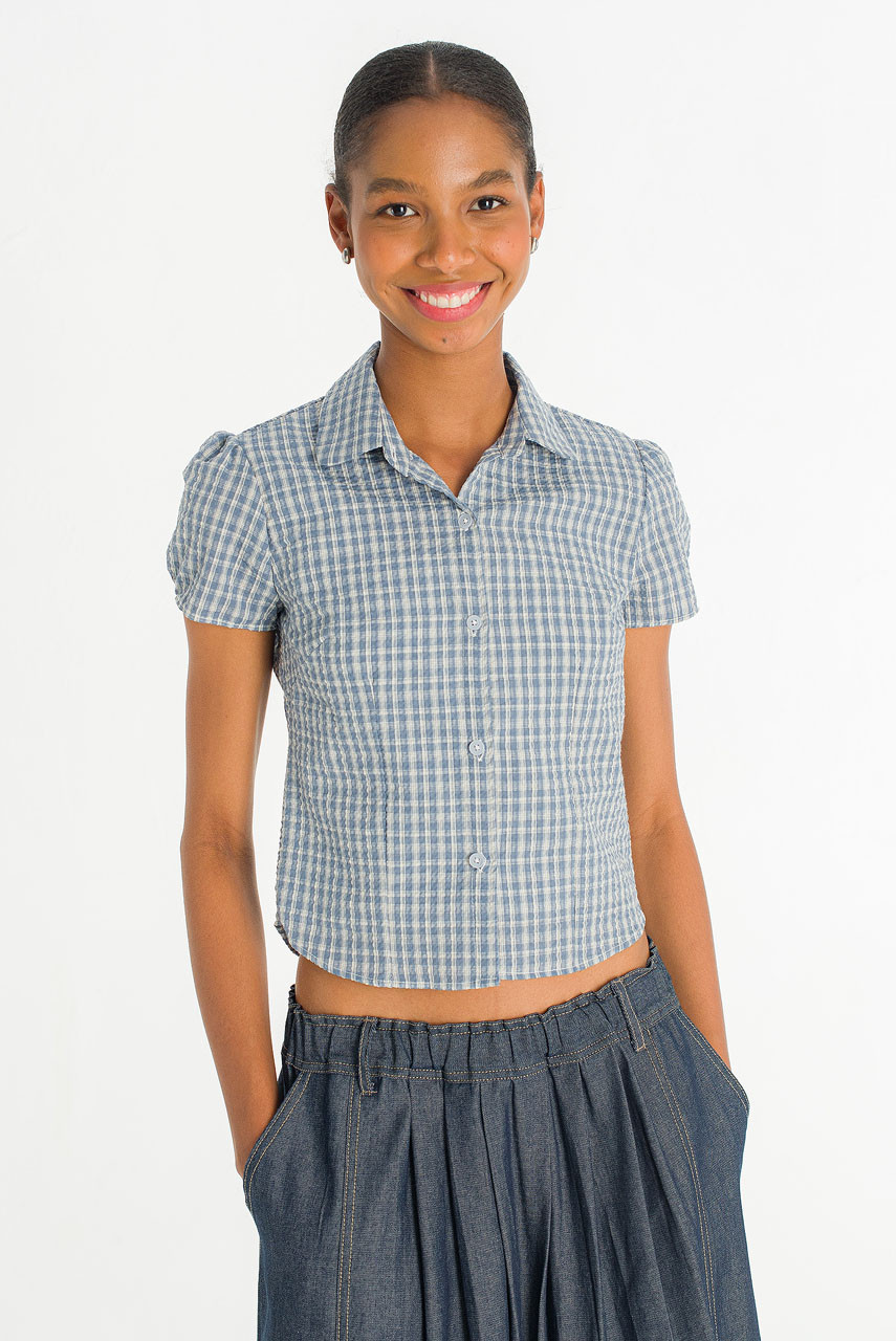 Soda Crop Blouse, Blue
