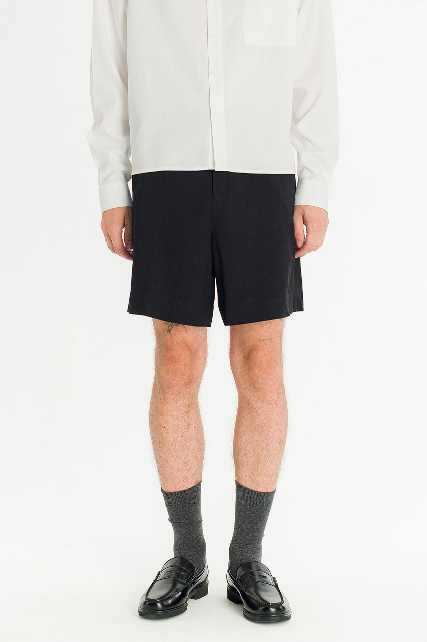 Menswear | Wide Linen Shorts, Black