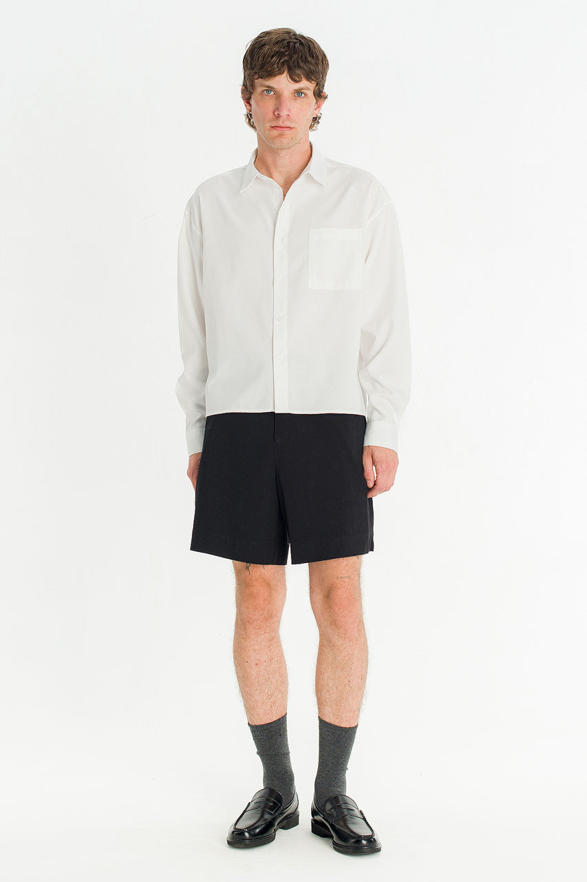 Menswear | Wide Linen Shorts, Black
