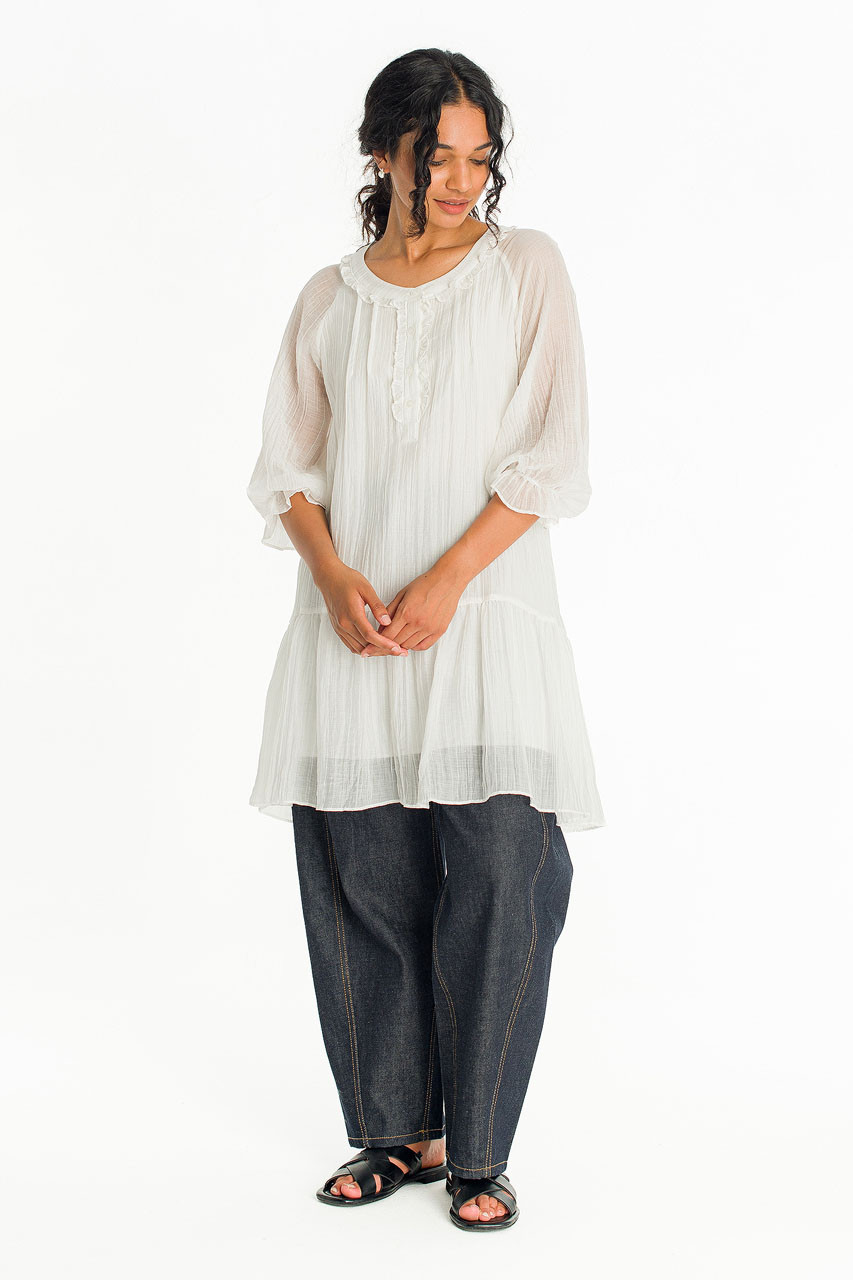 Elowen Sheer Airy Dress, Ivory