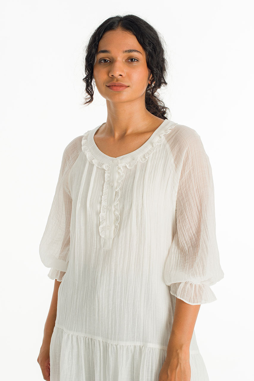 Elowen Sheer Airy Dress, Ivory