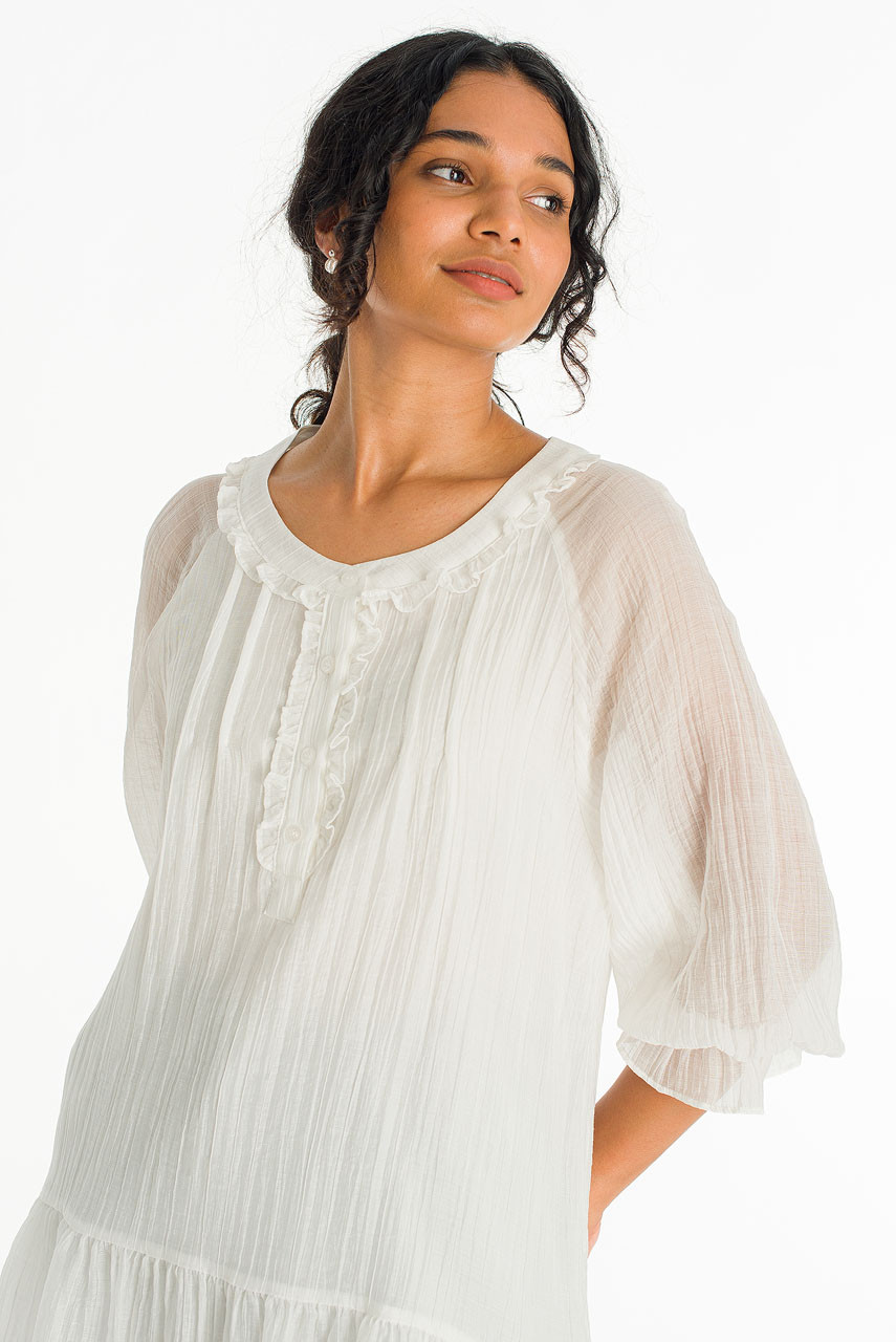 Elowen Sheer Airy Dress, Ivory