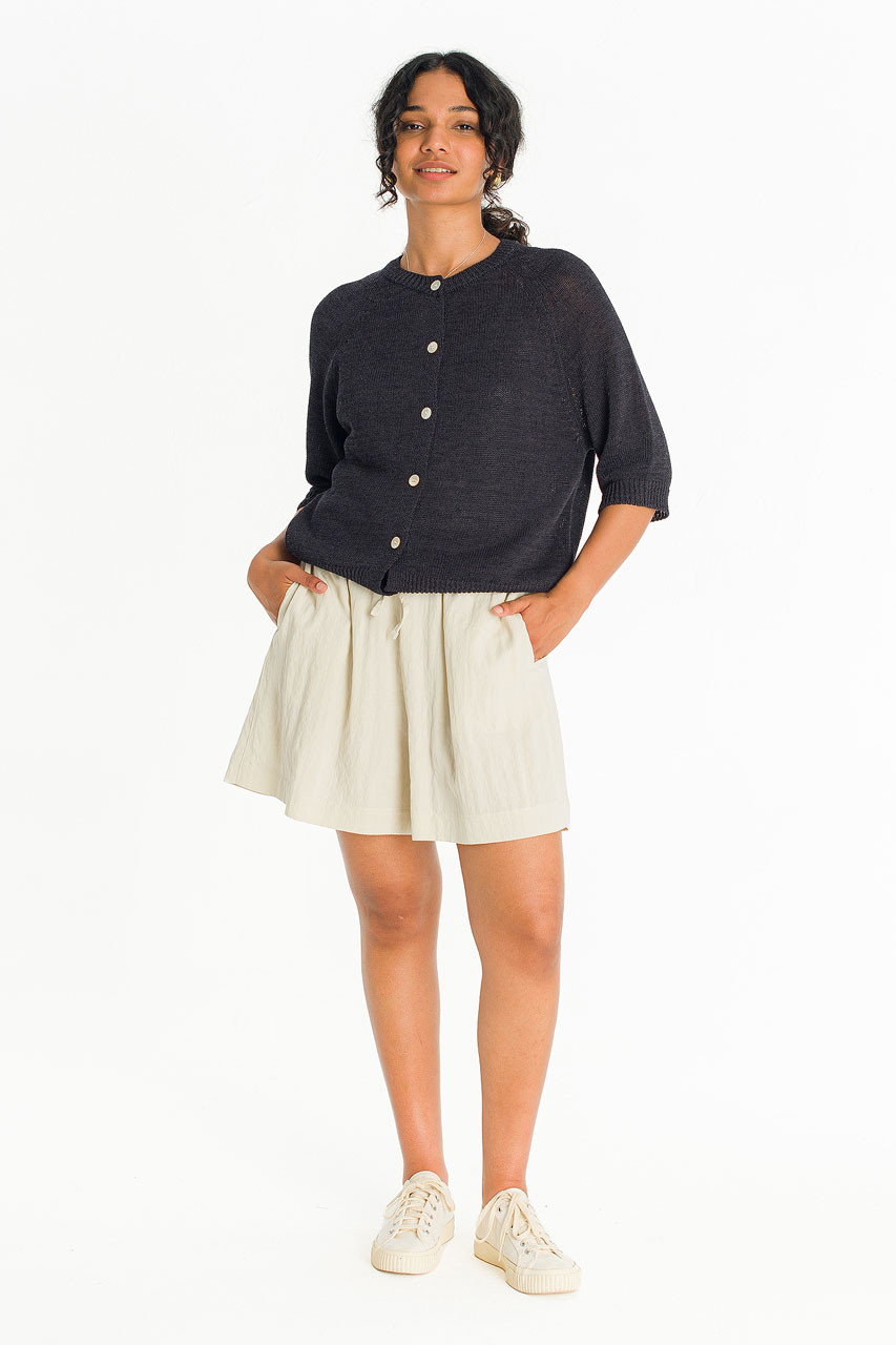 Raglan Cotton Blend Cardigan, Navy
