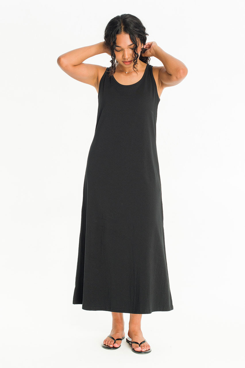 Rosy U Neck Sleeveless Dress, Black