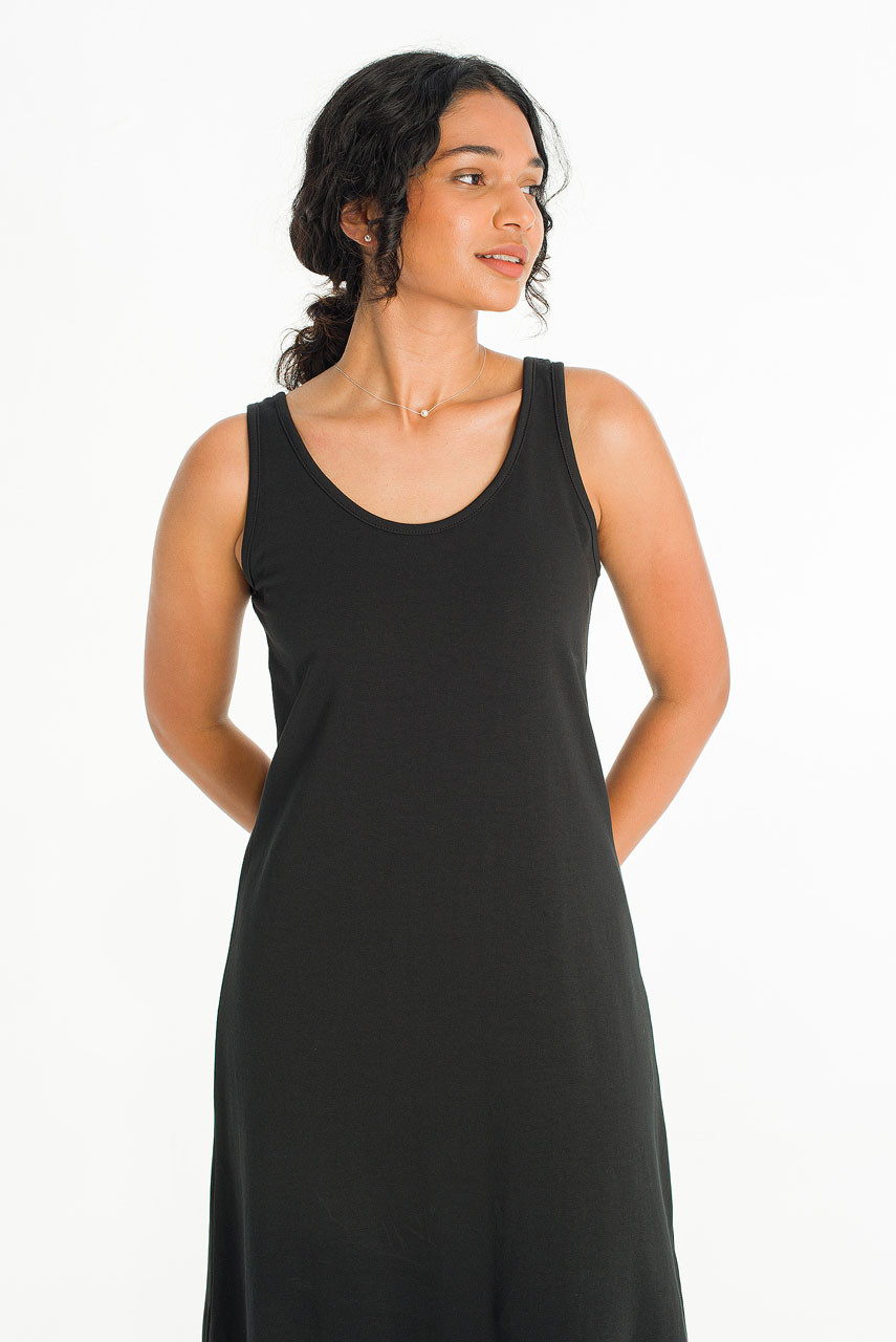 Rosy U Neck Sleeveless Dress, Black